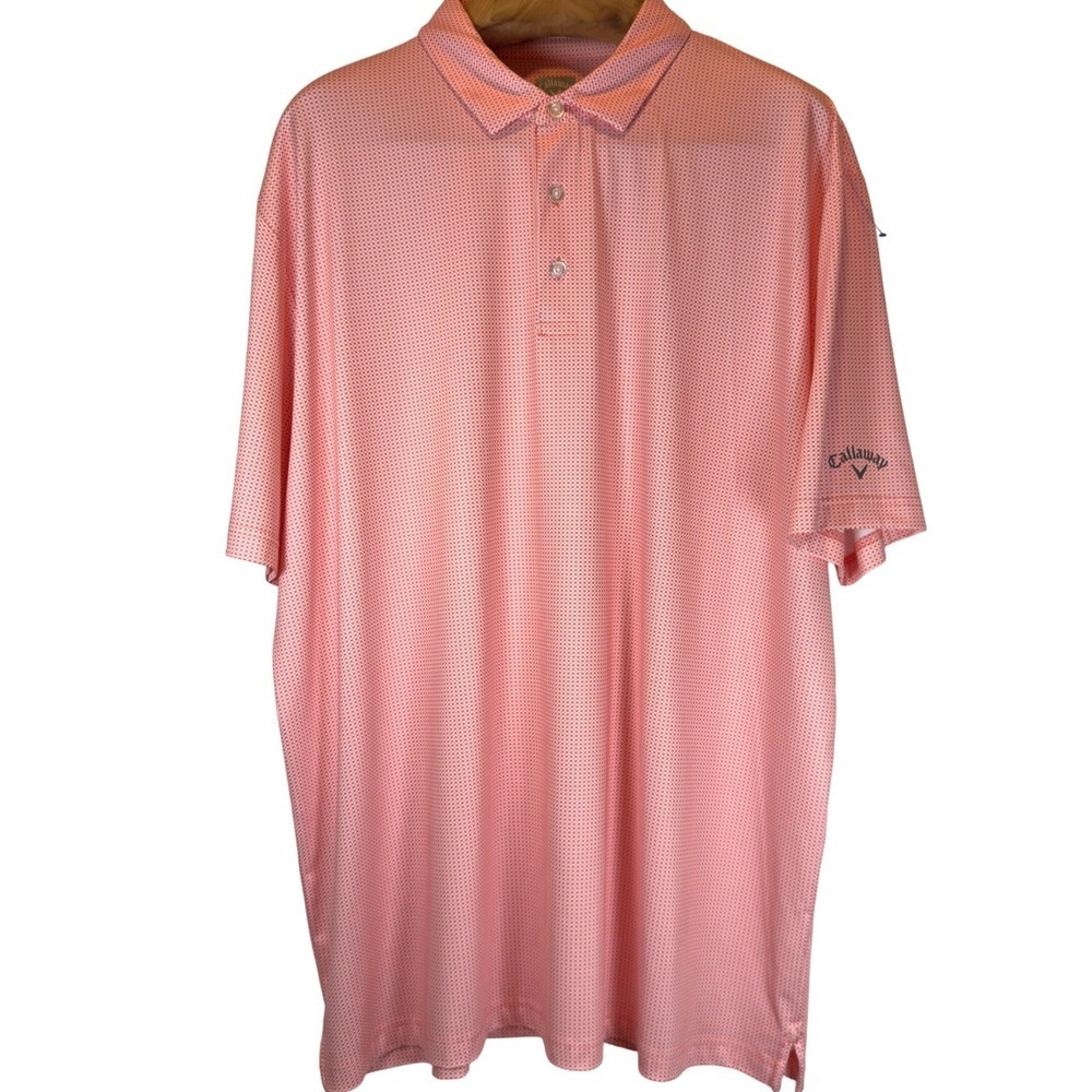 Callaway Opti-Dri Golf Polo Shirt Men's XXL Orange White Checkered Performance